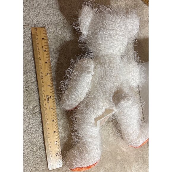 Dan Dee Collectors Choice White Fuzzy Teddy Bear With Mask & Bow Tie Orange Paws - Picture 6 of 6